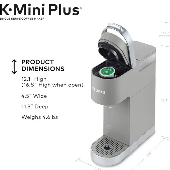 Keurig K-Mini Plus Single Serve K-Cup Pod Coffee Maker, Studio Gray